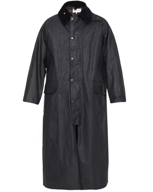 Maison Margiela Black Waxed Cotton Trench Coat for men