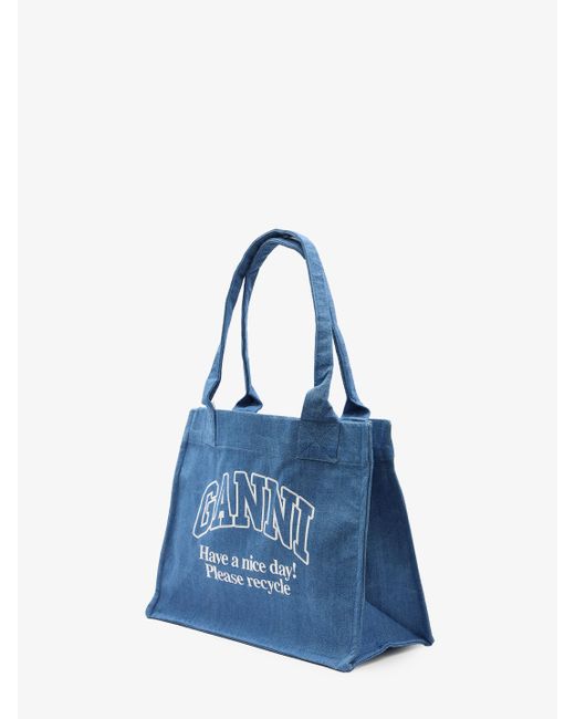 Ganni Denim Shopping Bag in Blue Lyst