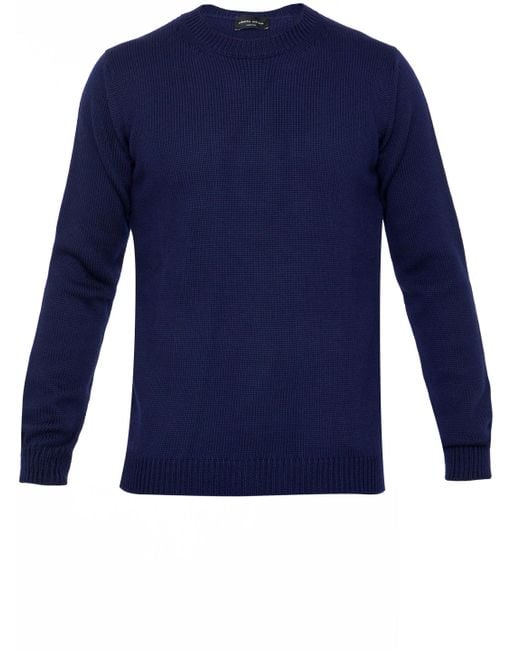 Roberto Collina Blue Merino Wool Sweater for men