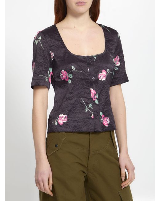 ganni crinkled satin shirt