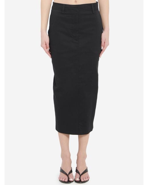 THE LATEST Black Cotton Gabardine Skirt