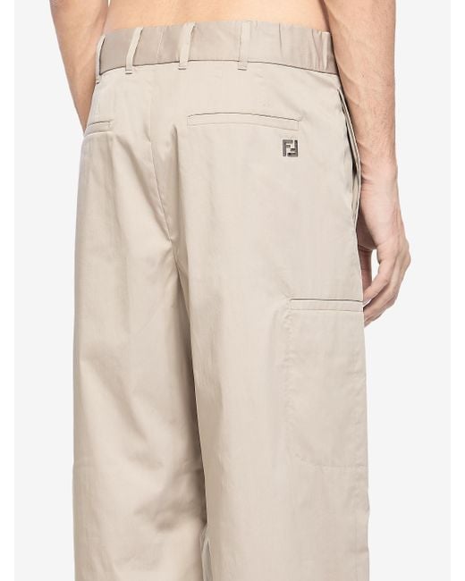 Fendi Natural Straight Cargo Trousers for men