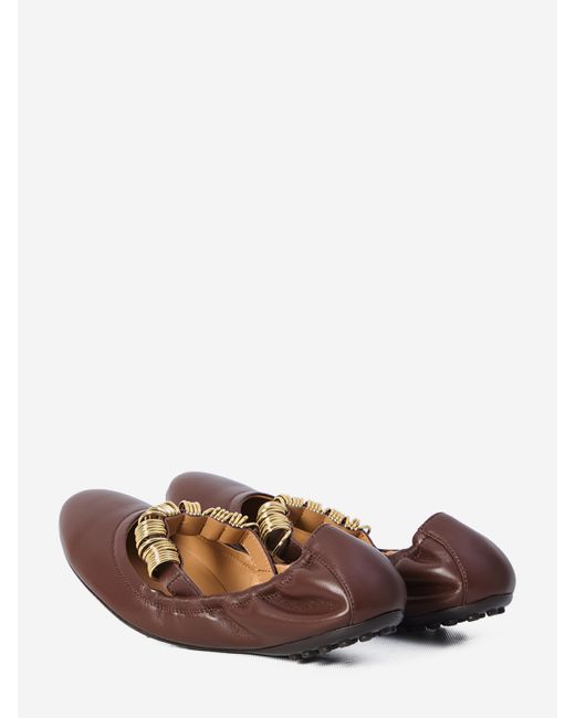 Tod's Brown Ballet Flats Wit Eyelets