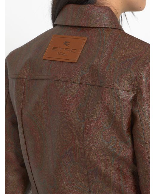 Etro Brown Paisley Print Cropped Jacket