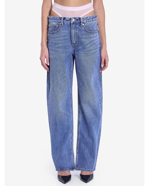 Jeans Con Slip Integrati di Alexander Wang in Blue
