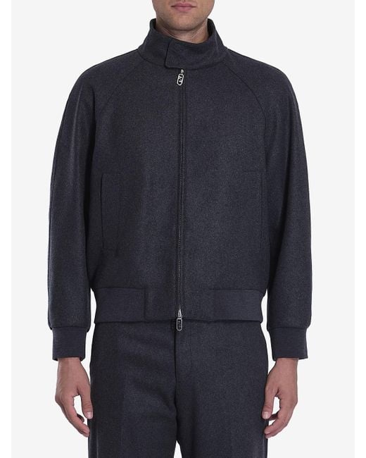 Fendi Blue Cashmere Bomber Jacket for men