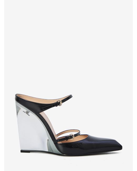 Sabot Con Zeppa Trasparente di Gucci in White