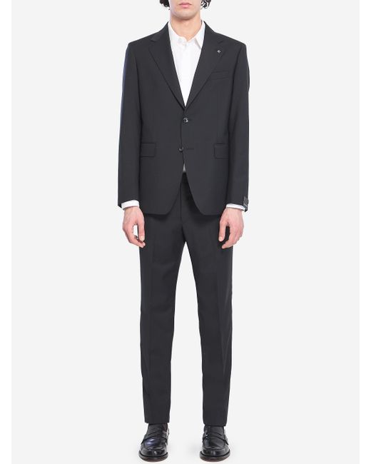 Tagliatore Black Virgin Wool Twopiece Suit for men