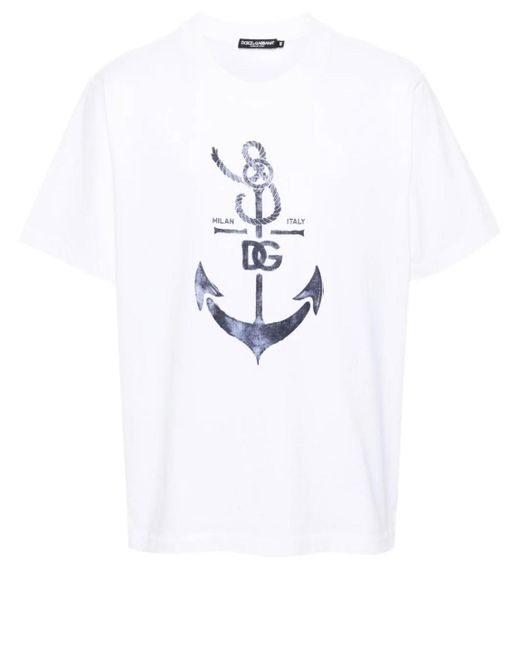 Dolce & Gabbana White T-Shirt With Print for men