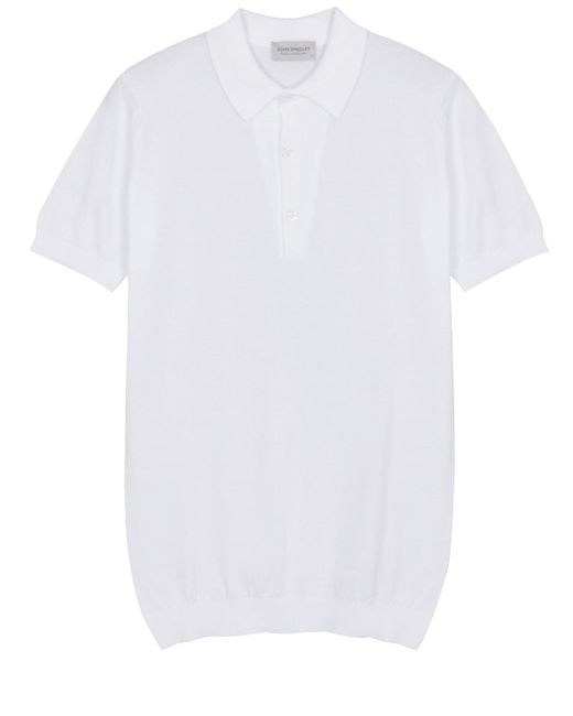 John Smedley White Adrian Polo Shirt for men