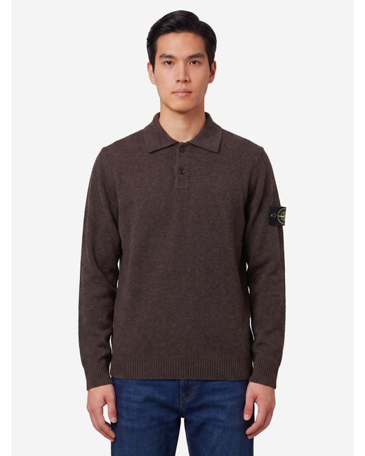 Stone Island Gray Rws Virgin Wool Polo Shirt for men