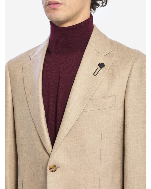 Lardini Natural Singlebreasted Cashmere Jacket for men