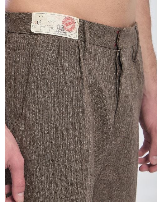 Incotex Brown Cotton And Wool Blend Trousers for men