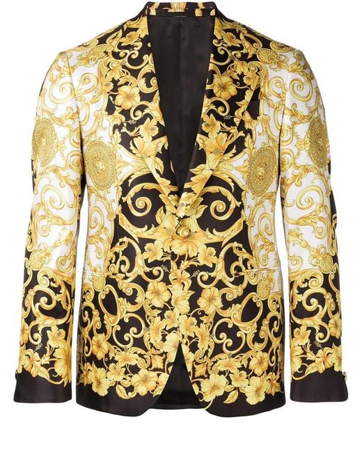 Versace Metallic Blazer Gold Hibiscus for men