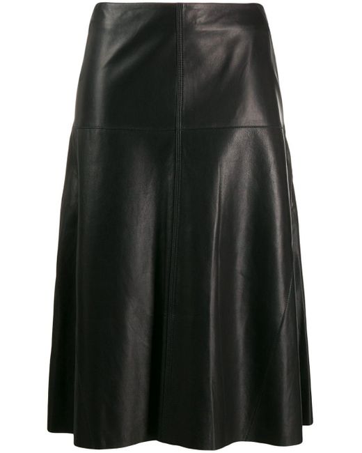Arma Black A-line Leather Skirt
