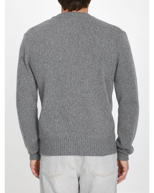 AMI Gray Ami De Coeur Cashmere Sweater - Men's - Cashmere/wool for men