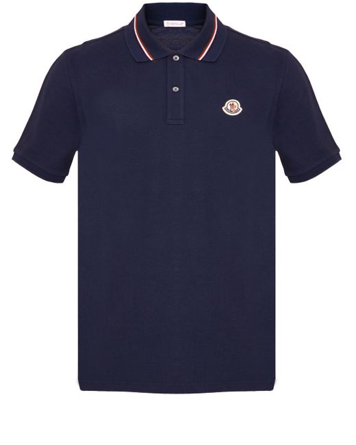 Moncler Blue Piquet Cotton Polo Shirt for men