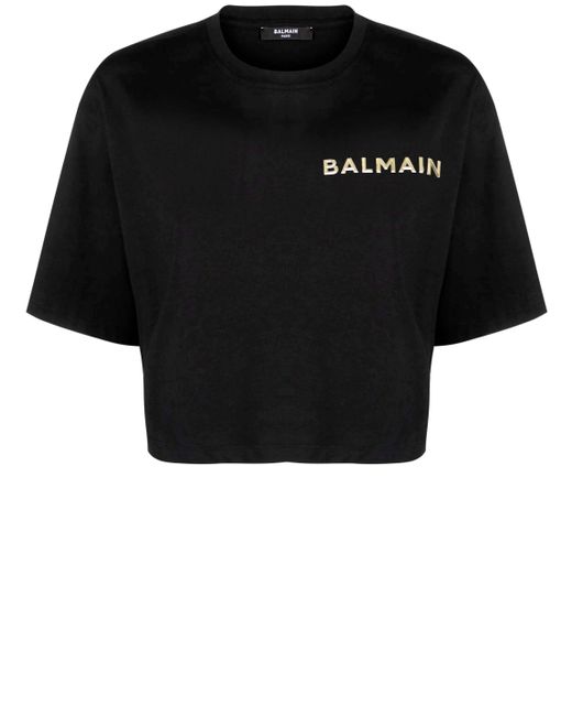 Balmain Black Metal Logo Tshirt