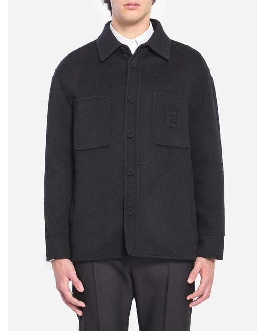 Fendi Black Wool Overshirt for men