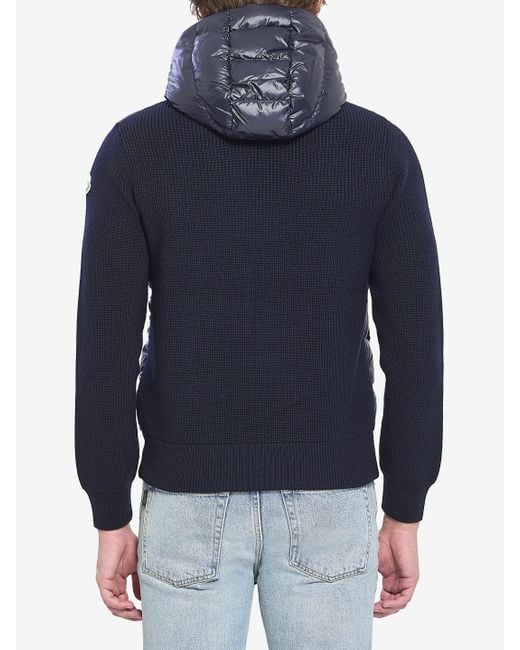 Moncler Blue Shiny Padded Cardigan for men