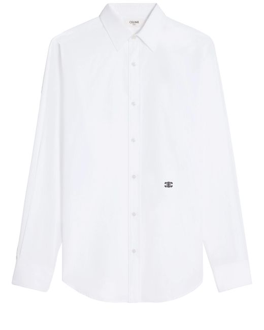 Céline White Cotton Poplin Shirt for men