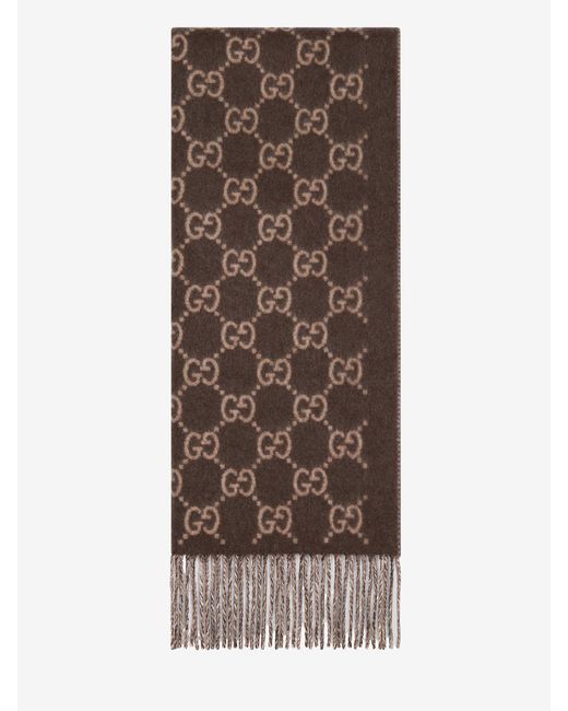 Gucci Brown Gg Cashmere Scarf for men