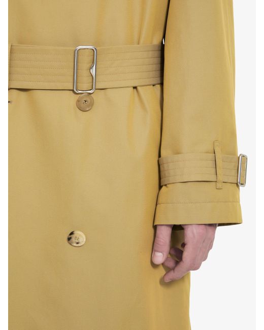 Burberry Yellow Gabardine Long Trench Coat for men