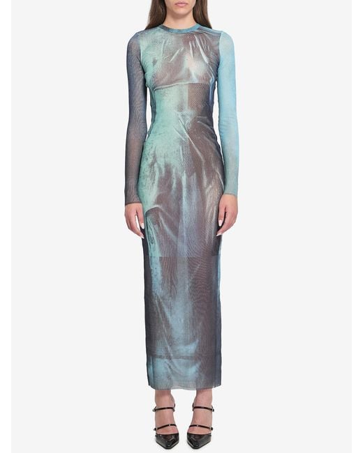 Jean Paul Gaultier Blue Multicolour Polyamide Dresses