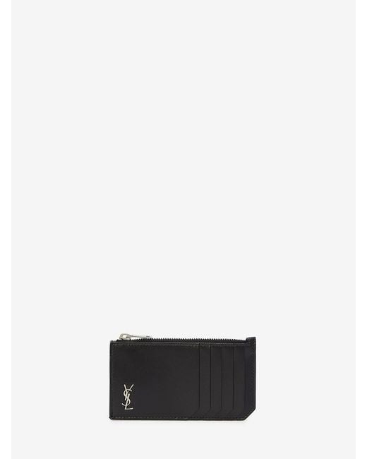 Saint Laurent White Tiny Cassandre Fragments Cardholder for men
