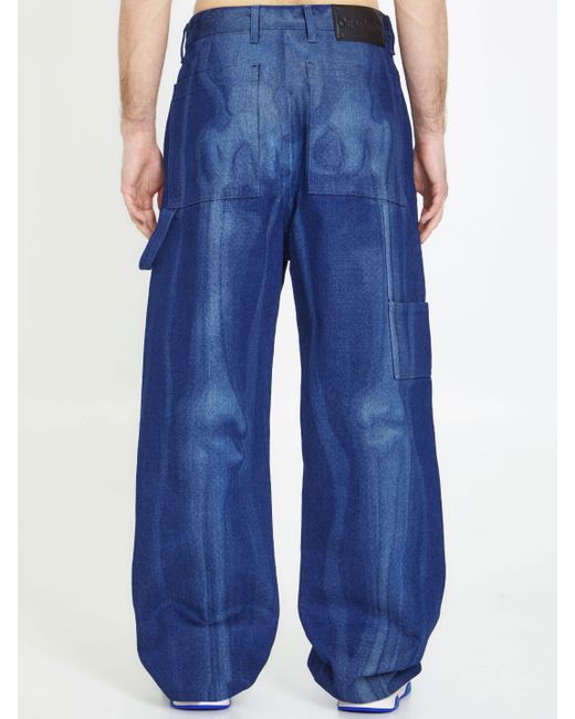 Jeans body scan oversize di Off-White c/o Virgil Abloh in Blue da Uomo