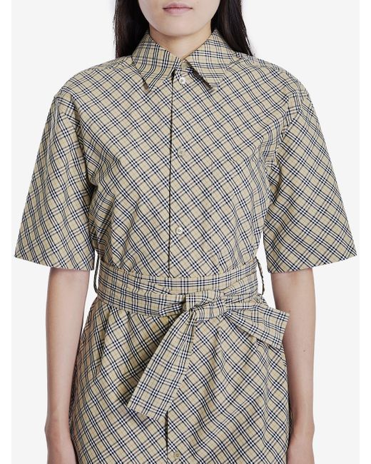 Burberry Check Cotton Shirt Dress in Grey Lyst UK