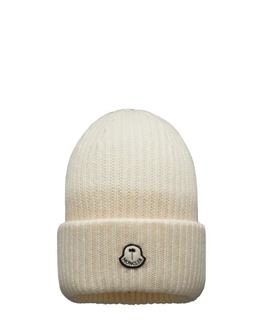 8 MONCLER PALM ANGELS White Cream-colored Wool Beanie for men
