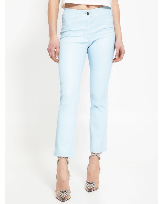 Arma Lightblue Leather Pants Lyst UK