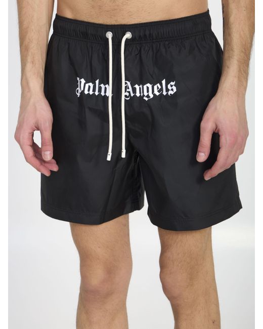 Palm Angels Black Logo Swimshorts for men