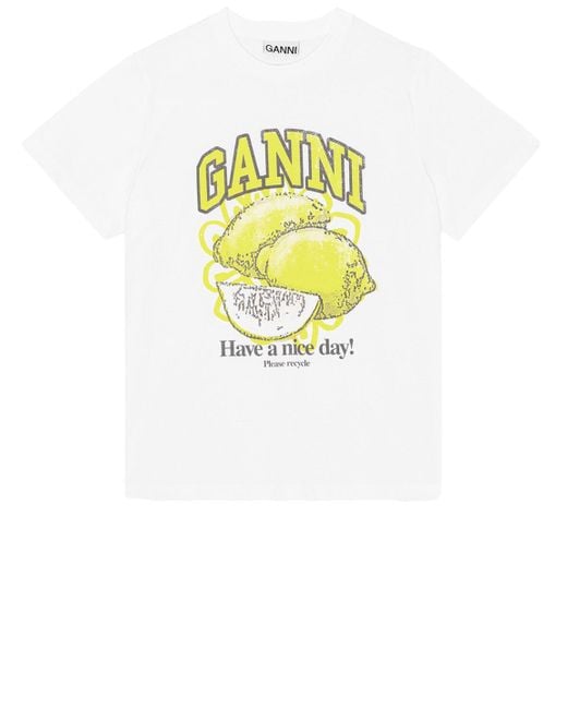 Tshirt Lemon di Ganni in Metallic
