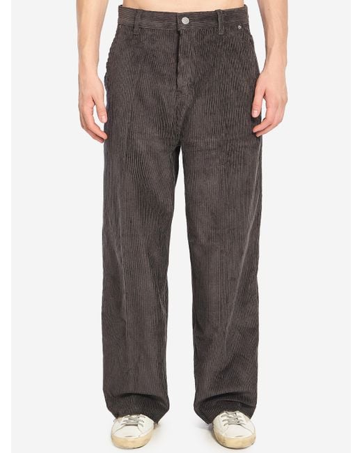 AMI Gray Corduroy Velvet Pants for men