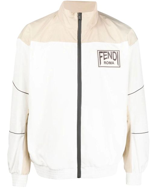 Fendi White Track Jacket With Logo for men
