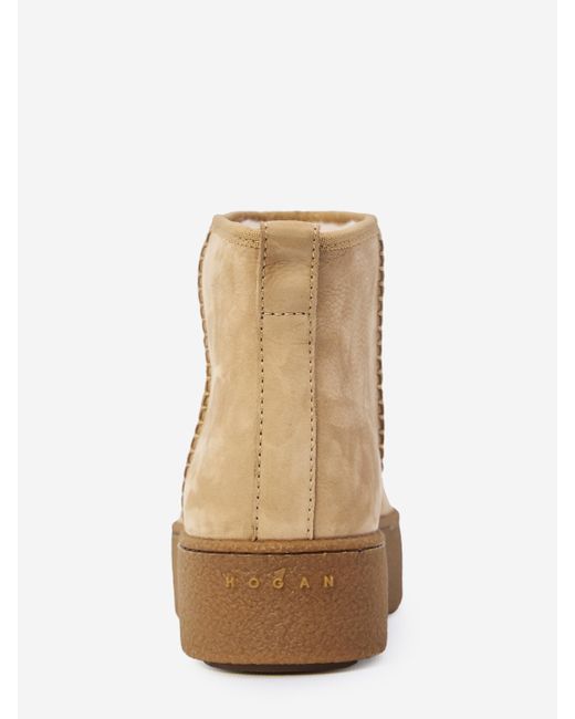 Hogan Brown Shearling Ankle Boots