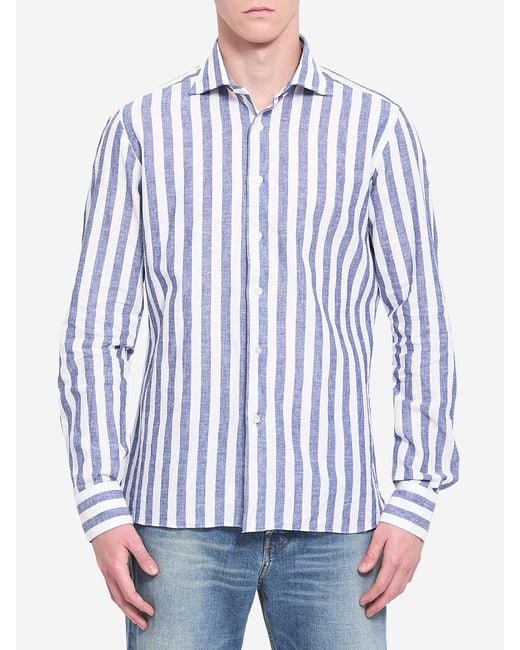 Borriello Blue Striped Marechiaro Shirt for men