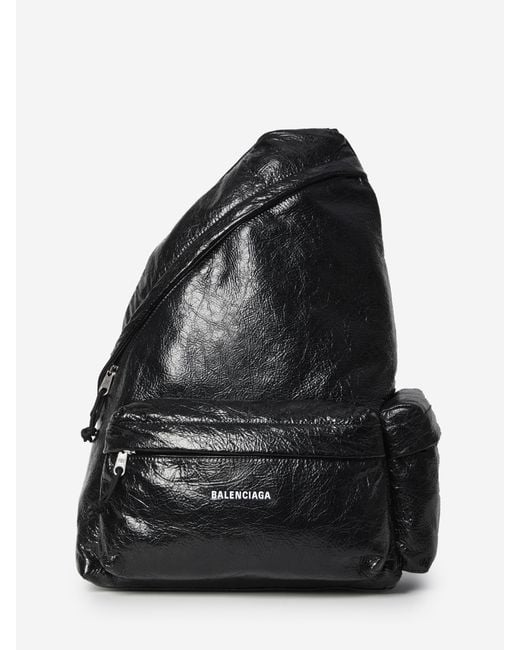Balenciaga Black Asymmetric Explorer Backpack for men