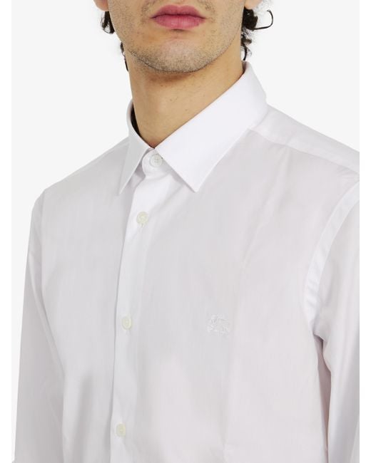 Burberry White Stretch Cotton Shirt for men