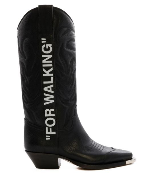 Off-White c/o Virgil Abloh Black For Walking Leather Cowboy Boots