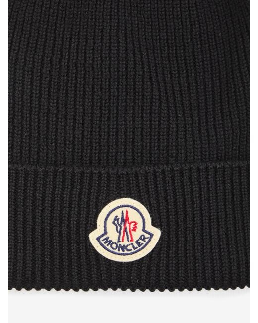 Moncler Black Wool Beanie for men