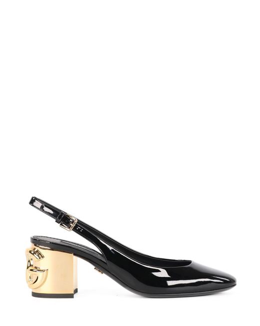 Dolce & Gabbana Alexa Sling Back In Patent Leather With Dg Heel in Natural  | Lyst