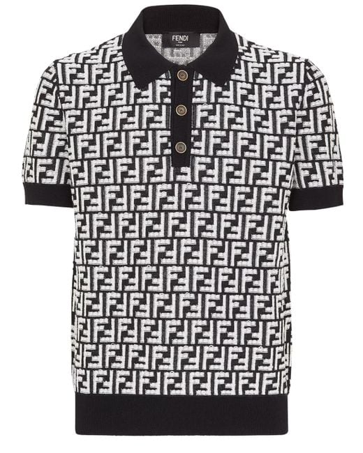 Fendi Black Ff Wool Polo Shirt for men