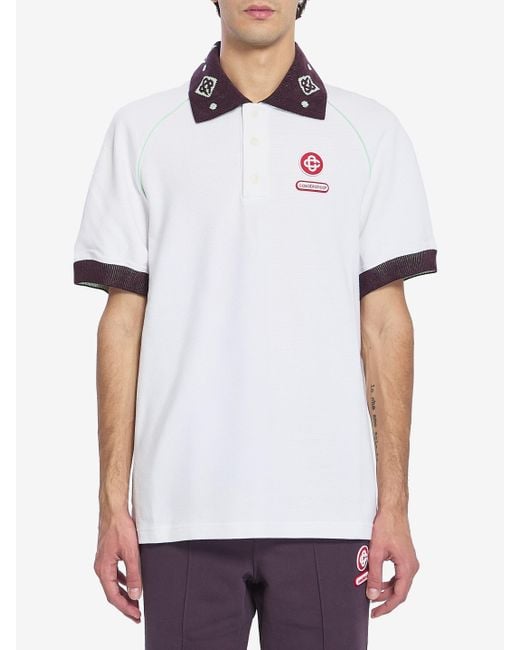 Casablanca White Piqu Cotton Polo Shirt for men