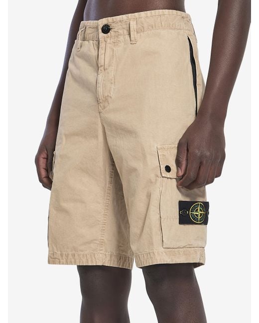 Stone Island Natural Slim Cargo Bermuda Shorts for men