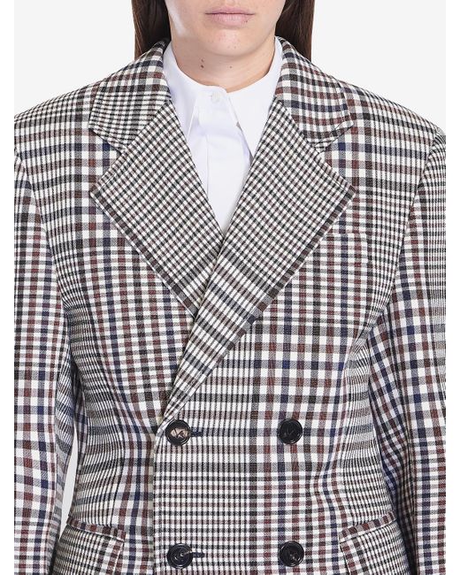 Giacca Doppiopetto A Quadri di Bottega Veneta in Gray