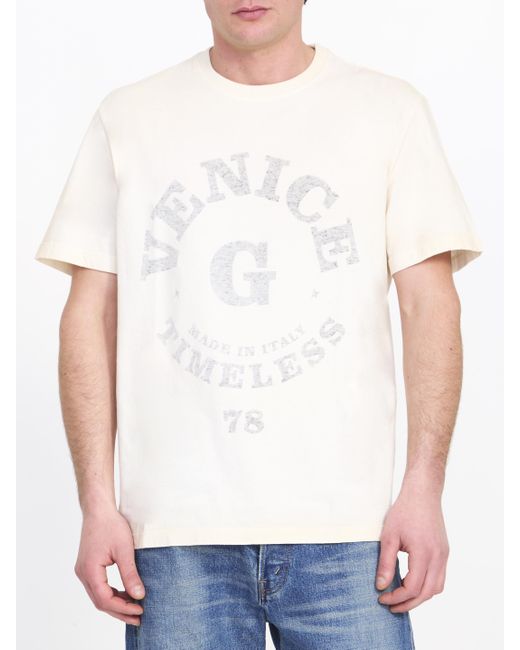 Golden Goose Deluxe Brand White Logo-print Cotton T-shirt for men