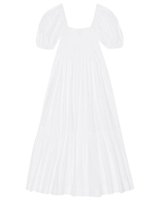 Ganni White Cotton Poplin Maxi Dress